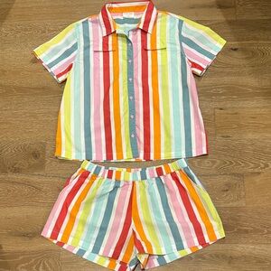 LAKE x Atlantic Pacific Rainbow Stripe Sadie Shorts Pajama Set Size Medium